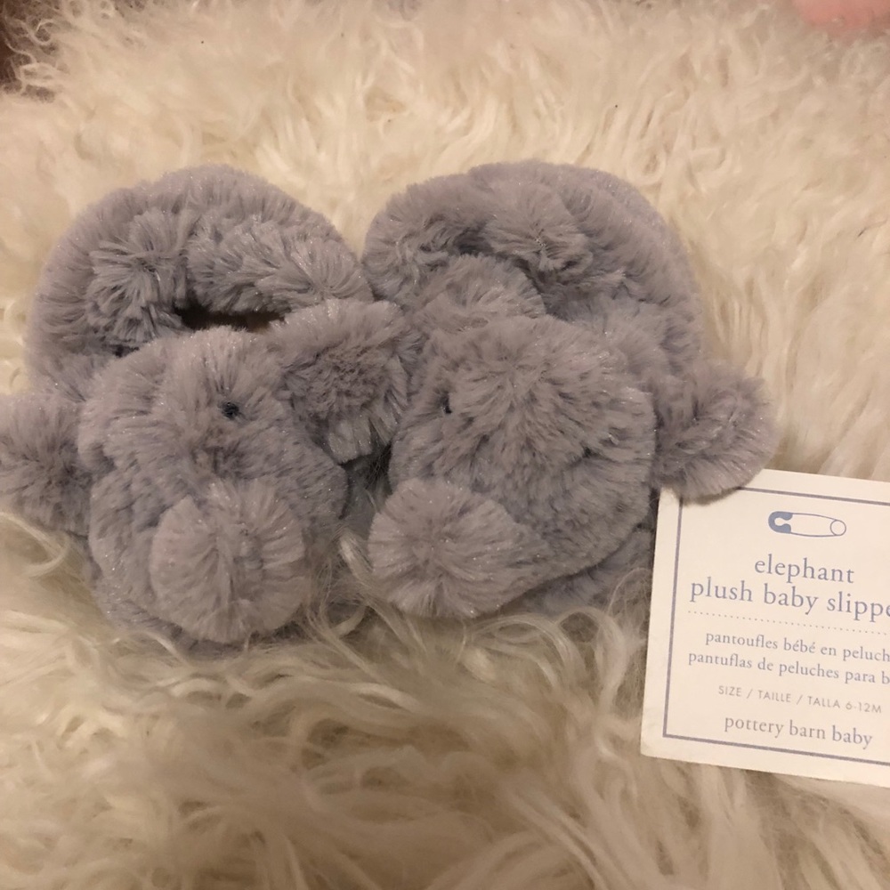 NWT Pottery Barn Kids Infant Plush Slippers